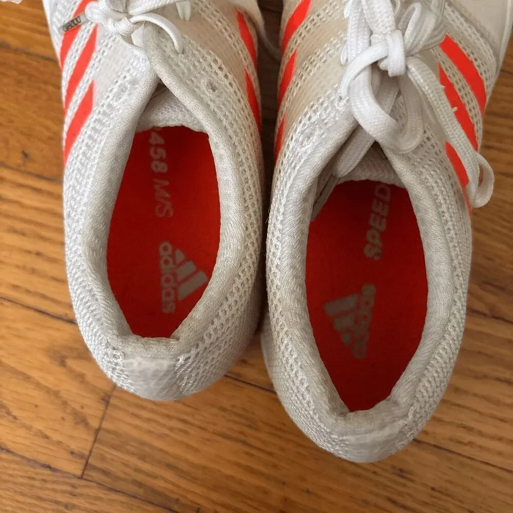 Adidas Mens 11 Track Cleats lace up white pink